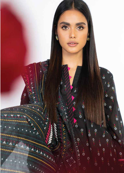 Al Karam Printed Lawn Suits Unstitched 2 Piece AK23SSL SS-65.1-23-Black - Summer Collection