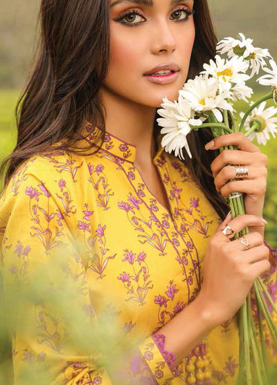 Al Karam Printed Lawn Suits Unstitched 3 Piece AK23SSL SSF-62.1-23-Yellow - Summer Collection