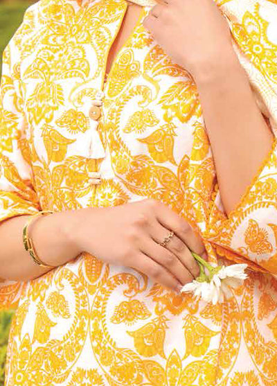 Al Karam Printed Lawn Suits Unstitched 3 Piece AK23SSL SSF-10-23-Yellow - Summer Collection