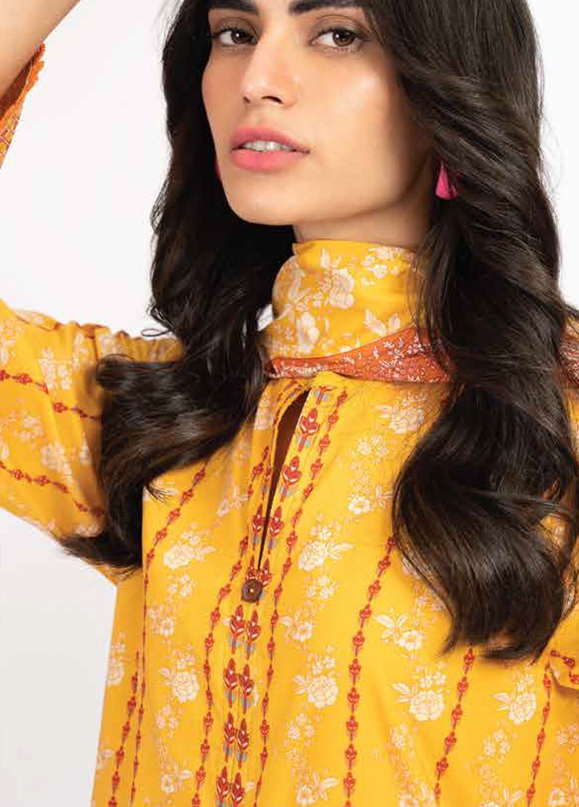 Al Karam Printed Lawn Suits Unstitched 3 Piece AK23SSL SSF-26.1-23-Yellow - Summer Collection