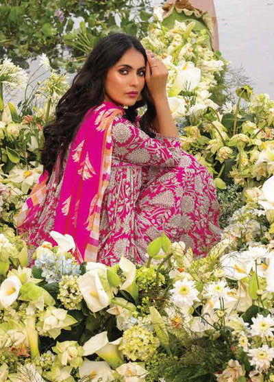 Al Karam Printed Lawn Suits Unstitched 3 Piece AK23SSL SS-21-23-Fuchsia - Summer Collection