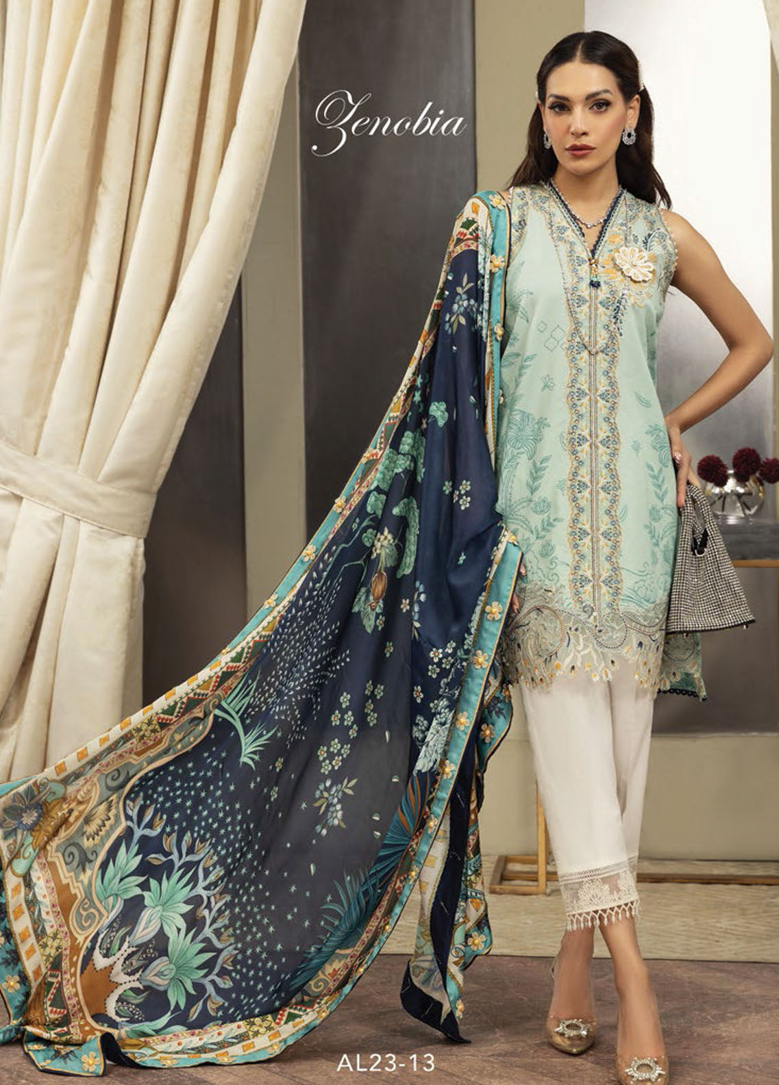 Anaya By Kiran Chaudhry Eid Festive Lawn Collection 2023 AL23-13-Zenobia