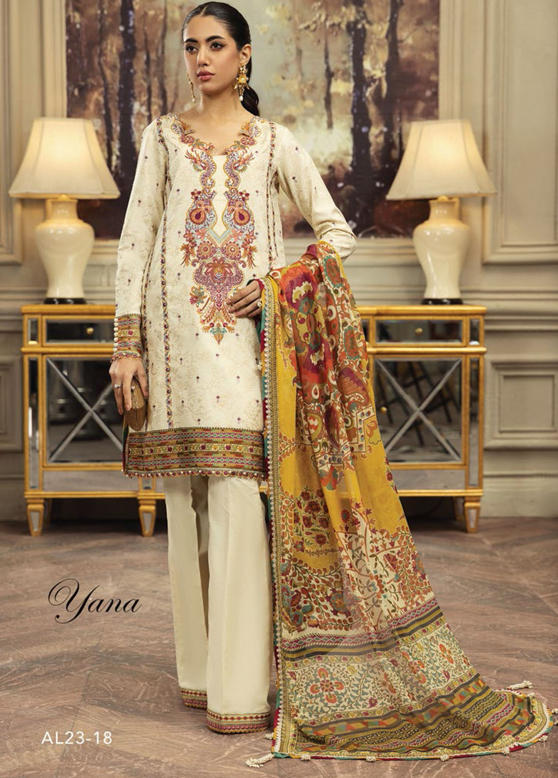 Anaya By Kiran Chaudhry Eid Festive Lawn Collection 2023 AL23-18-Yana