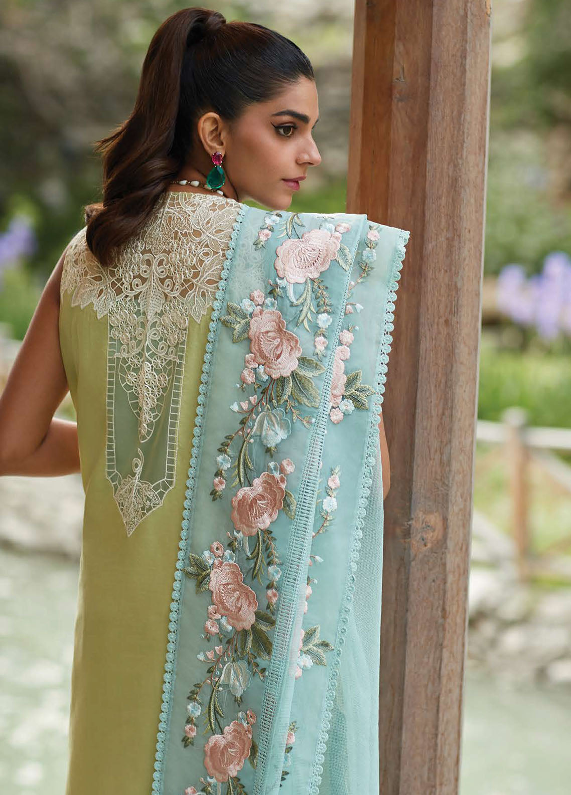 Crimson Luxury Lawn Collection 2023 by Saira Shakira 6A Lime