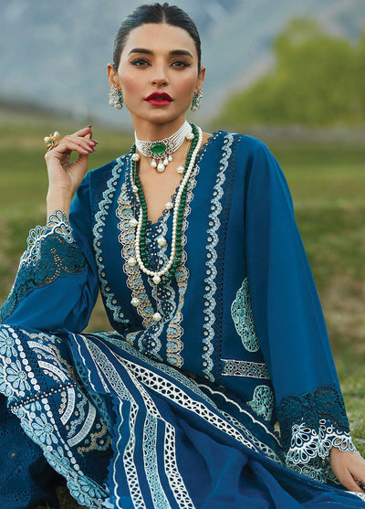 Crimson Luxury Lawn Collection 2023 by Saira Shakira 7A Cobalt Blue