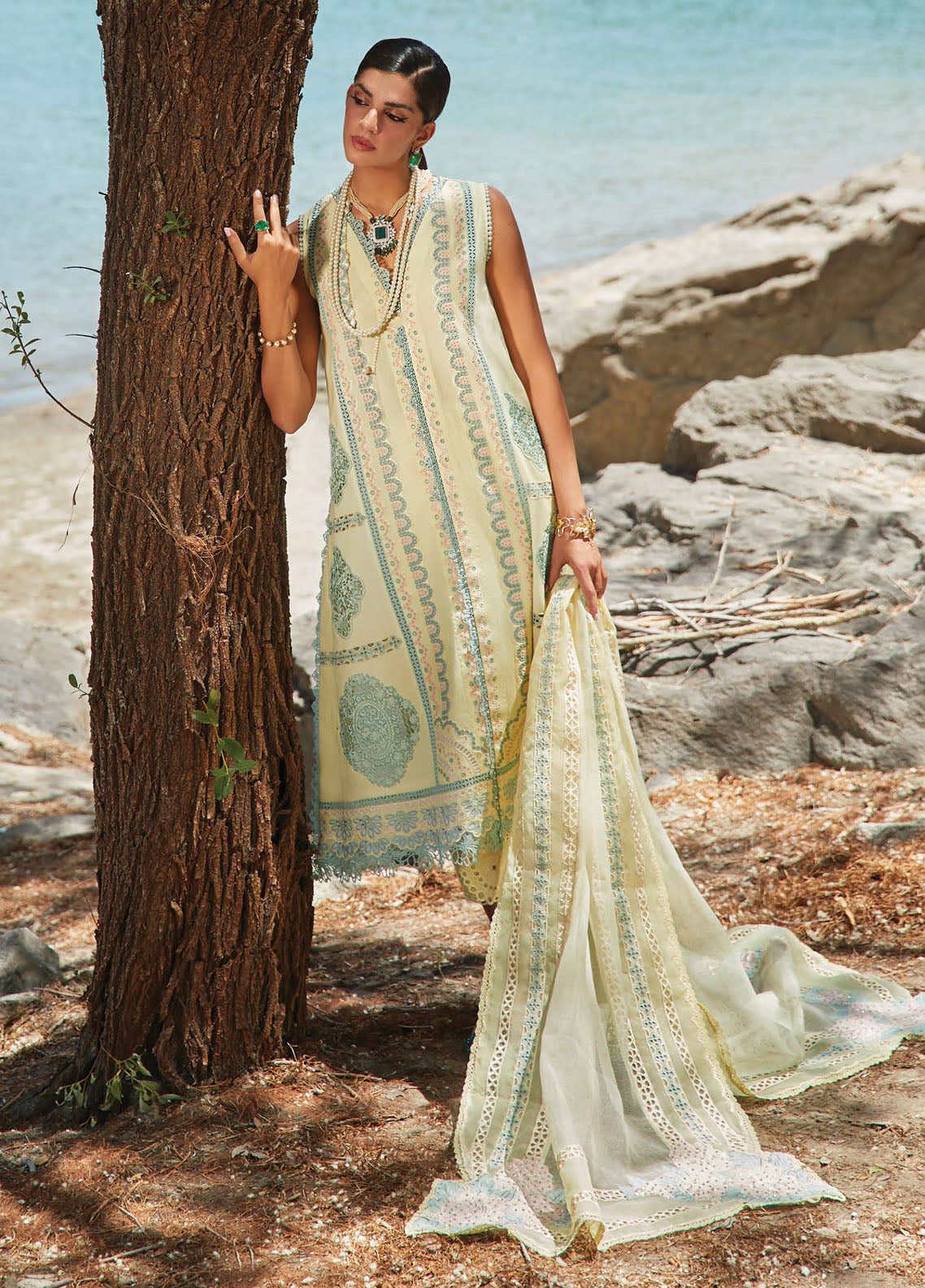 Crimson Luxury Lawn Collection 2023 by Saira Shakira 7B Lemon