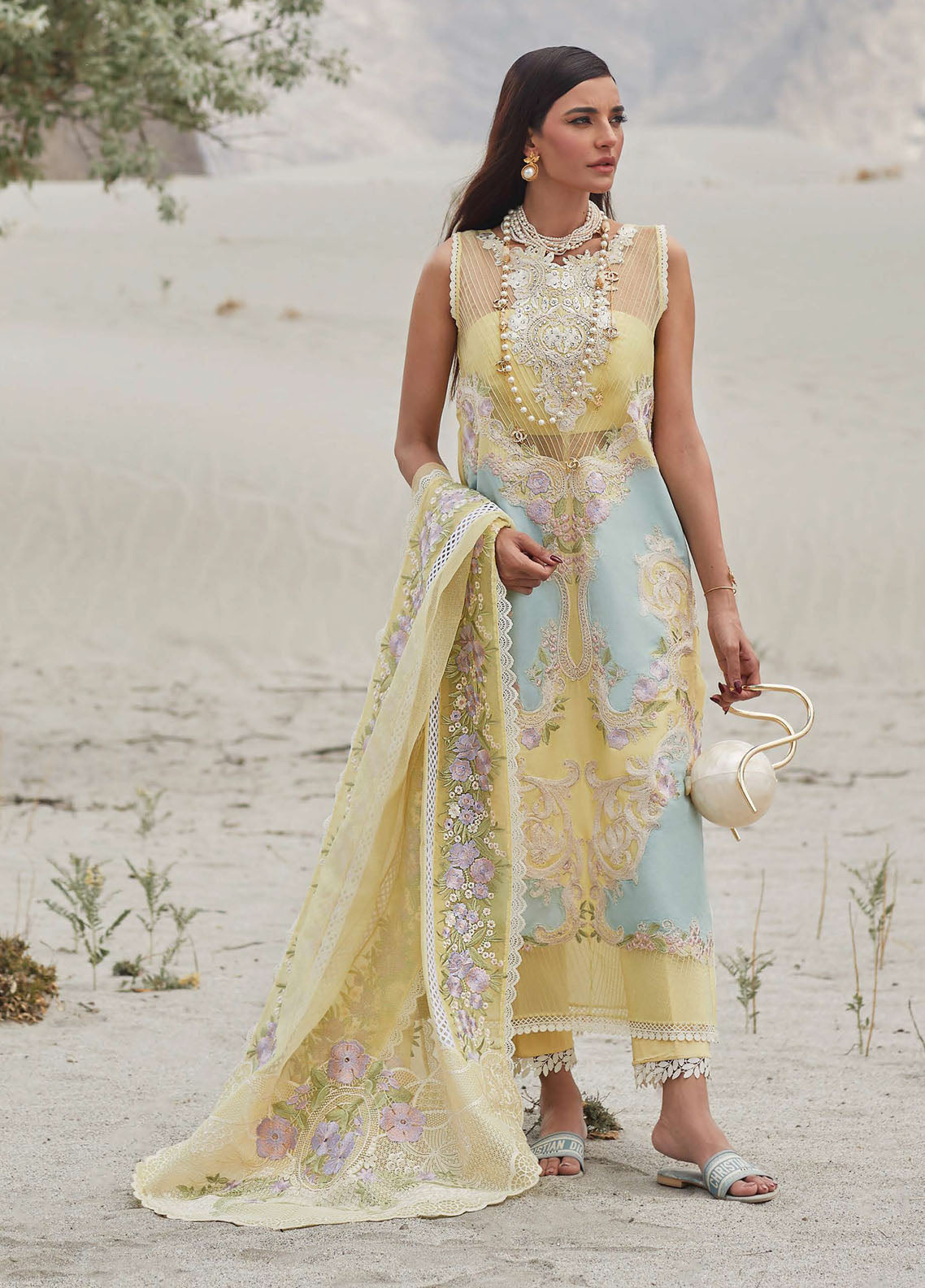 Crimson Luxury Lawn Collection 2023 by Saira Shakira 8A Canary Yellow