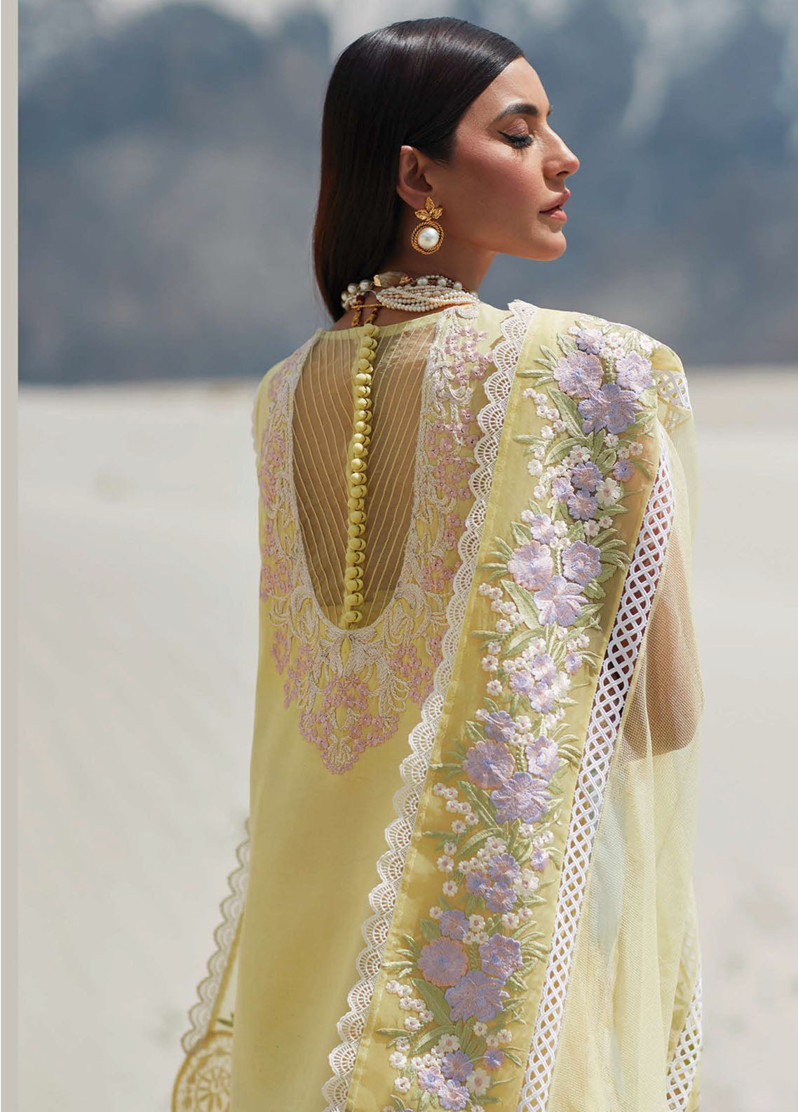 Crimson Luxury Lawn Collection 2023 by Saira Shakira 8A Canary Yellow