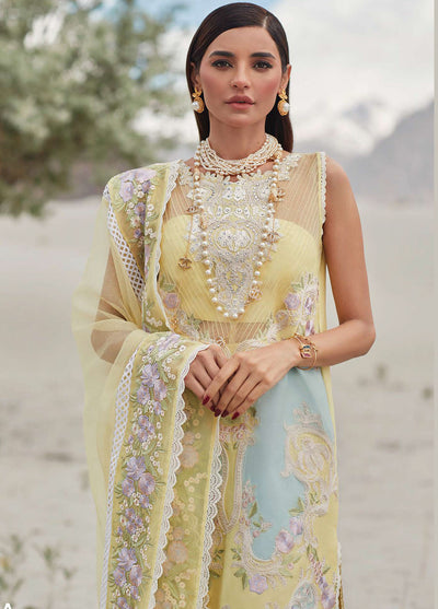 Crimson Luxury Lawn Collection 2023 by Saira Shakira 8A Canary Yellow