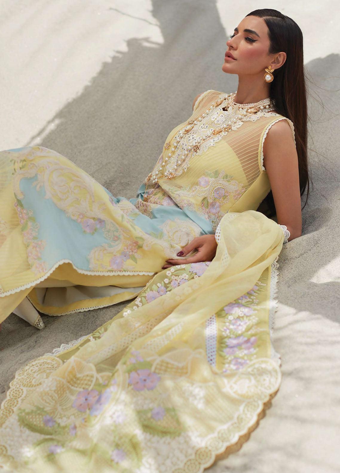 Crimson Luxury Lawn Collection 2023 by Saira Shakira 8A Canary Yellow