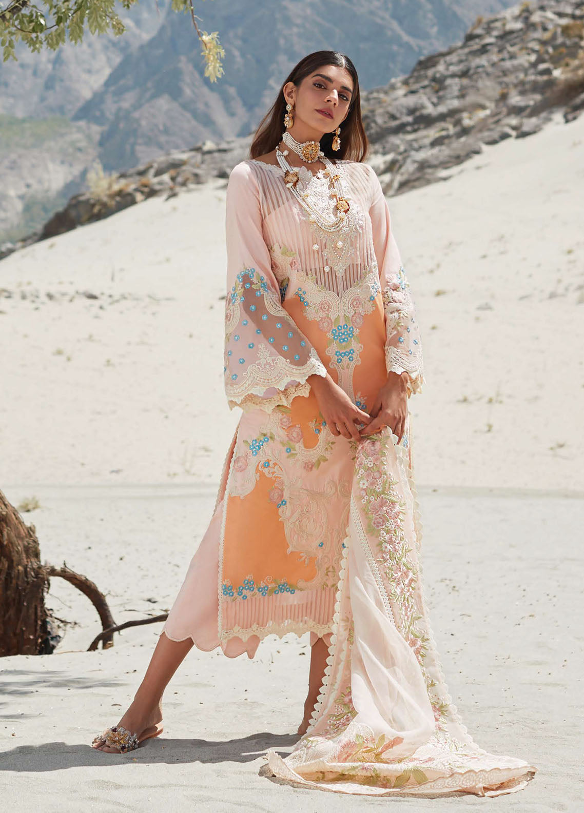 Crimson Luxury Lawn Collection 2023 by Saira Shakira 8B Chai Pink