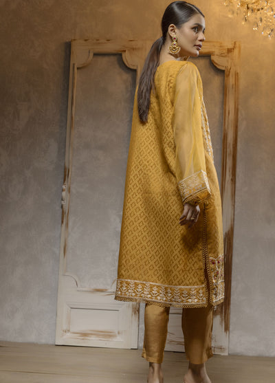 Dhanak Luxury Pret Organza Shirt DA-1656 MUSTARD