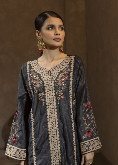 Dhanak Luxury Pret Cotton Silk Shirt DA-1664 GREY