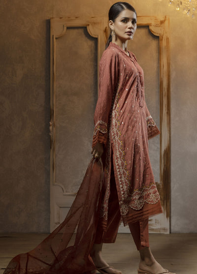 Dhanak Luxury Pret Jacquard 2 Piece Suit DA-2075 RUST