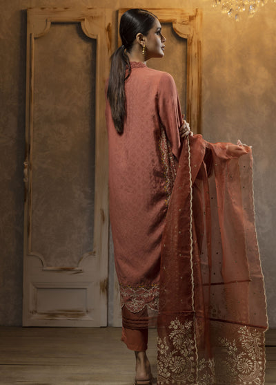 Dhanak Luxury Pret Jacquard 2 Piece Suit DA-2075 RUST