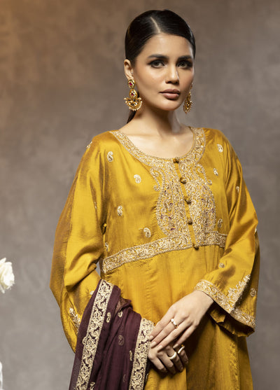 Dhanak Luxury Pret Cotton Silk 3 Piece Suit DL-0224 MUSTARD