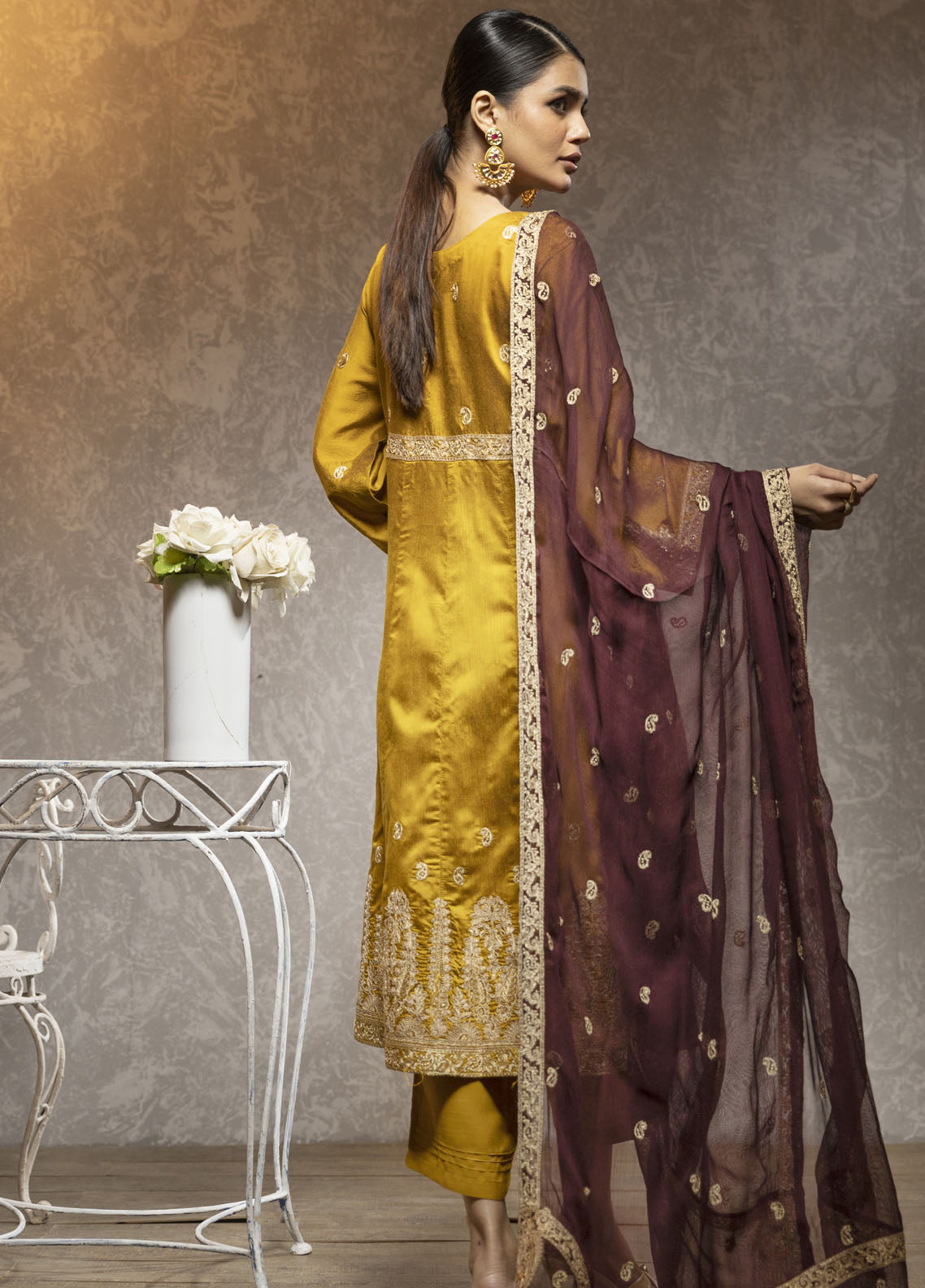 Dhanak Luxury Pret Cotton Silk 3 Piece Suit DL-0224 MUSTARD