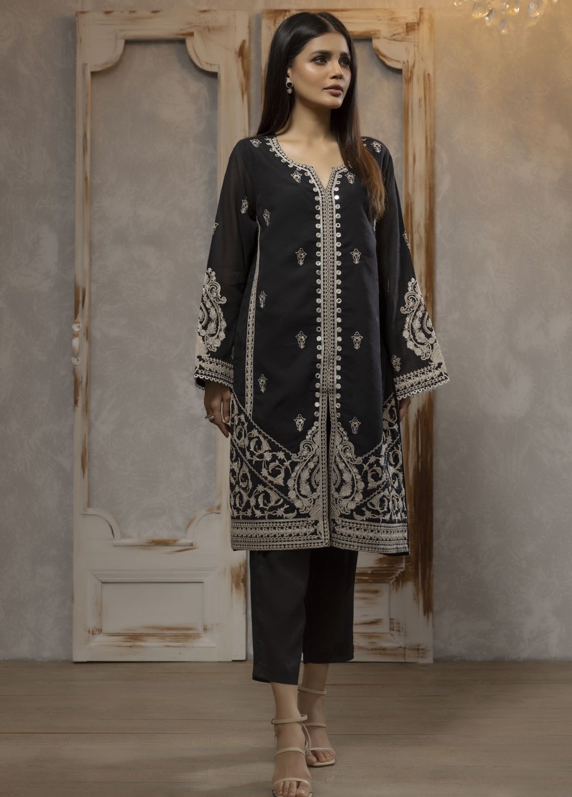 Dhanak Luxury Pret Organza Shirt DA-1665 BLACK