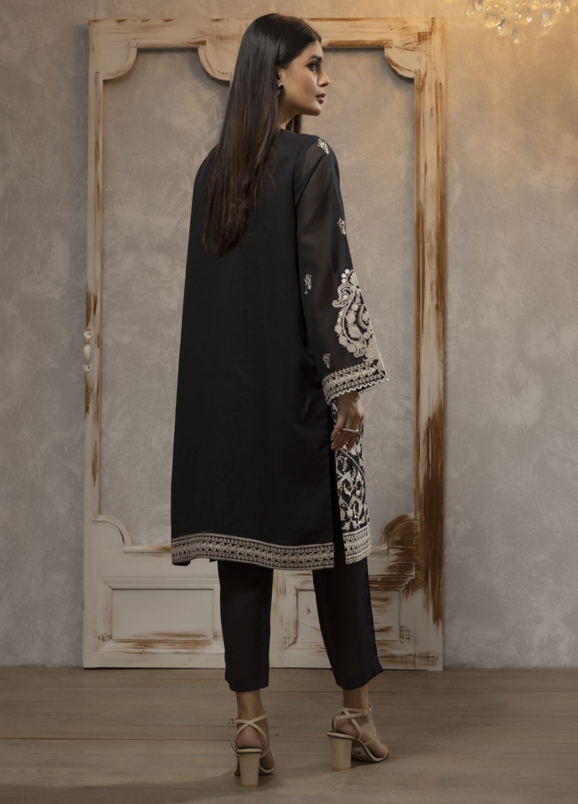 Dhanak Luxury Pret Organza Shirt DA-1665 BLACK