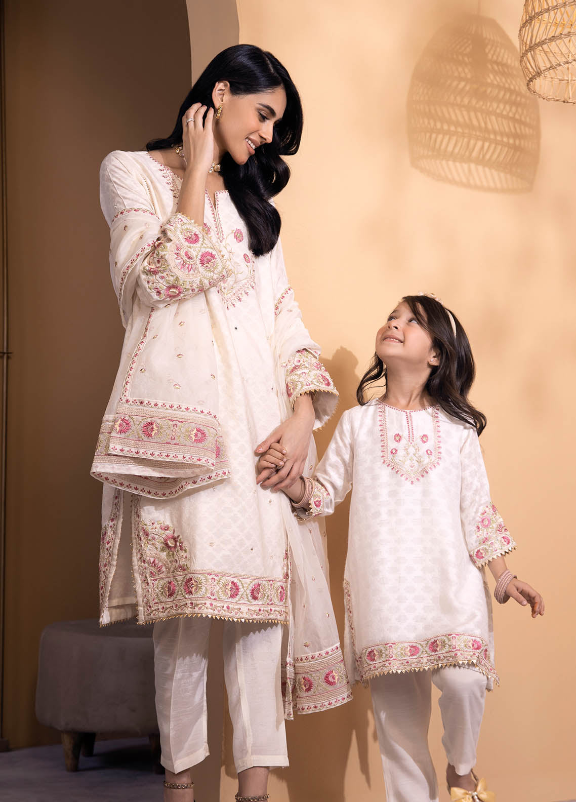 Dhanak Luxury Pret Jacquard 2 Piece Suit DA-2080 OFF WHITE