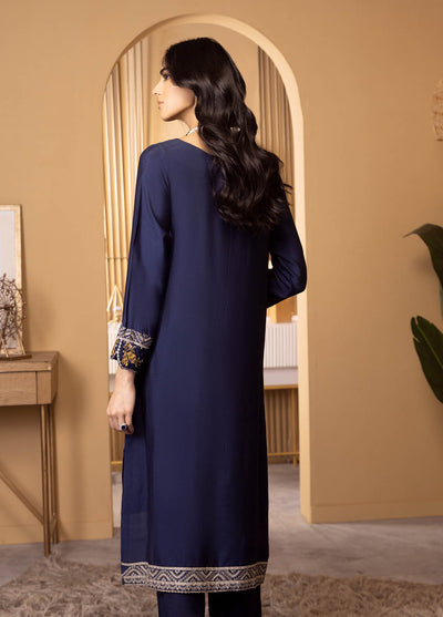 Dhanak Luxury Pret Cotton Silk 2 Piece Suit DA-2118 NAVY BLUE