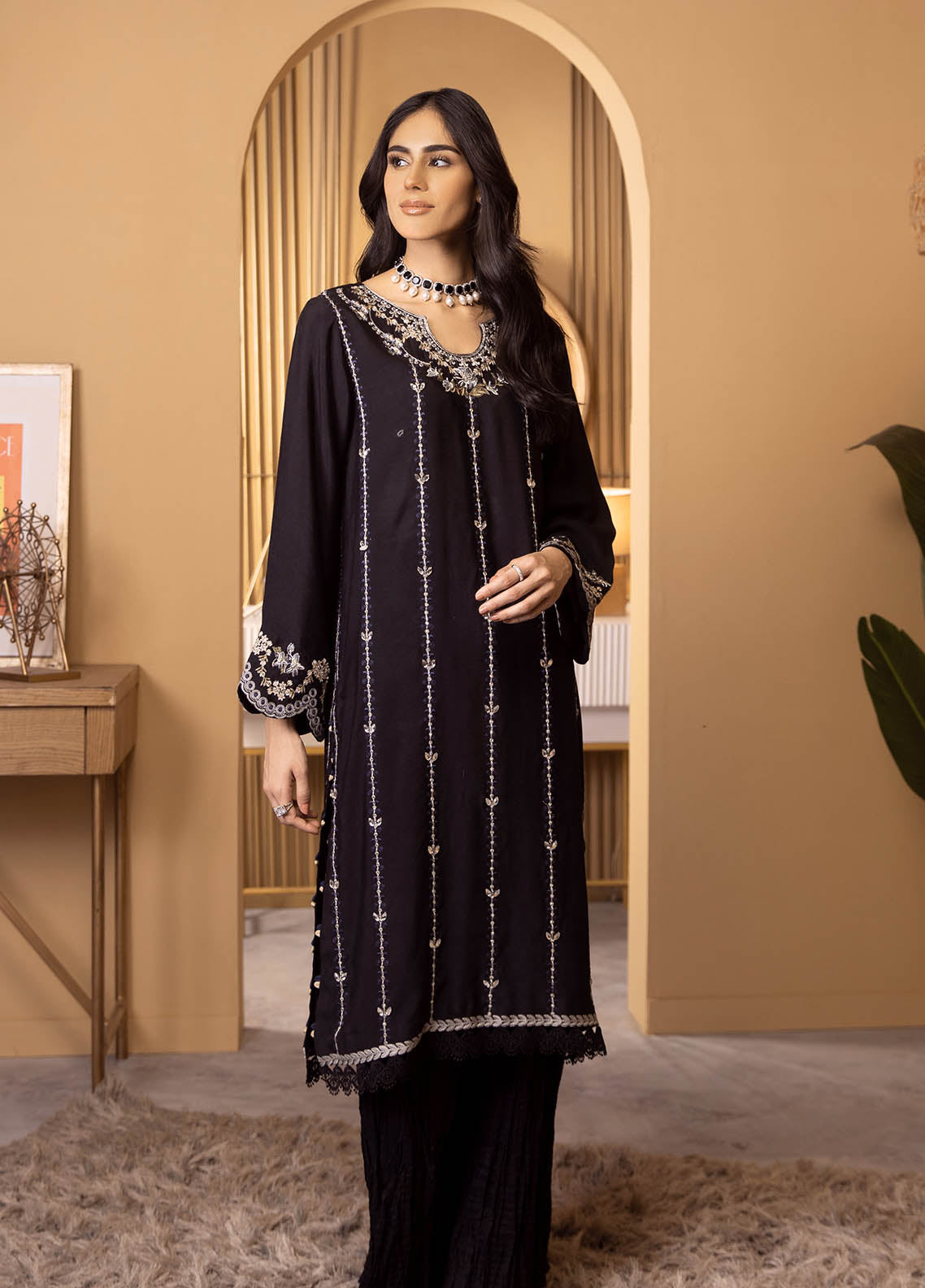 Dhanak Luxury Pret Cotton Silk 2 Piece Suit DA-2117 BLACK