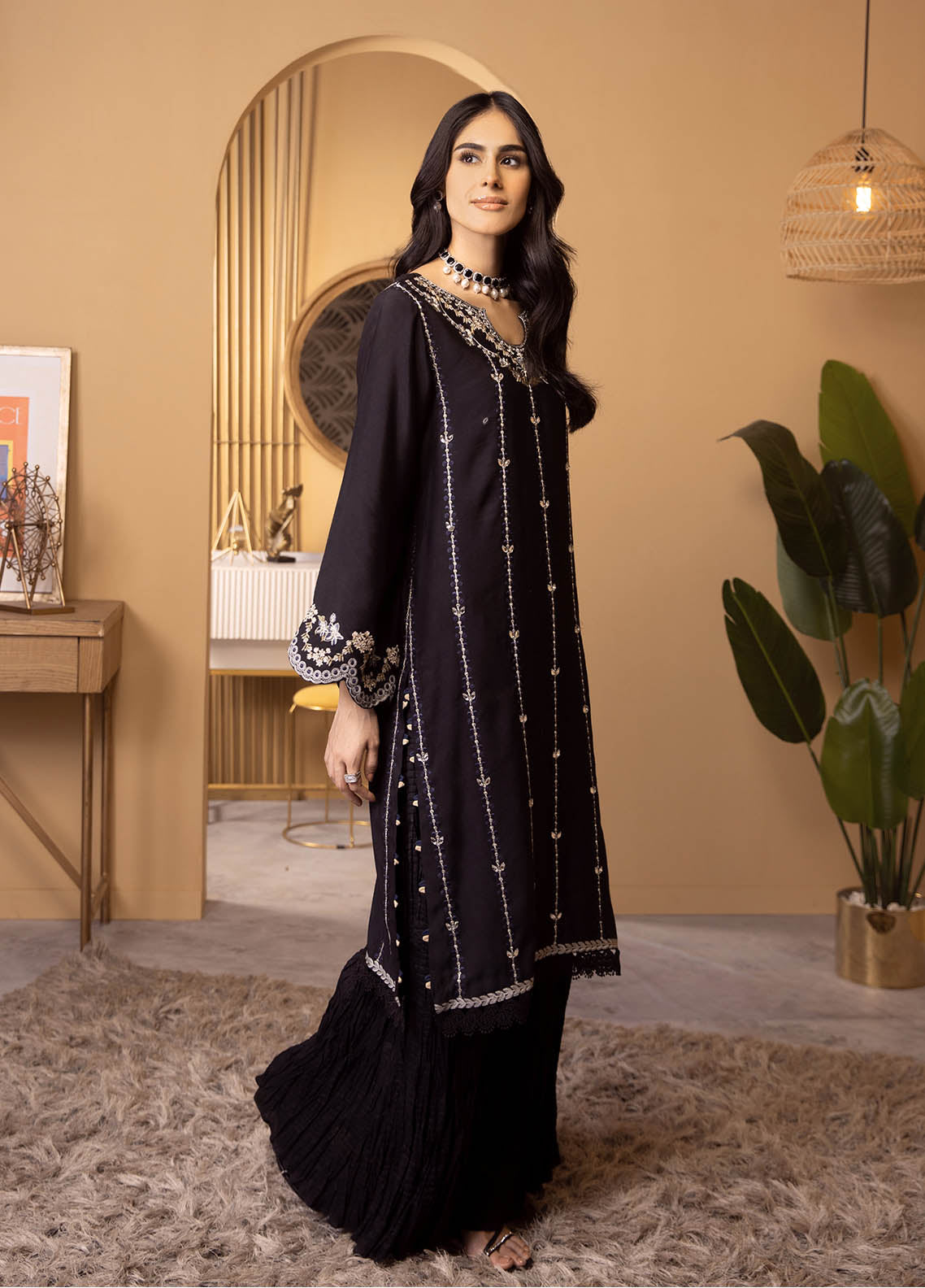 Dhanak Luxury Pret Cotton Silk 2 Piece Suit DA-2117 BLACK