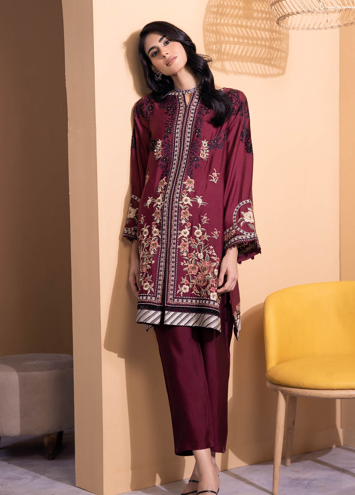 Dhanak Luxury Pret Cotton Silk 2 Piece Suit DA-2115 PLUM