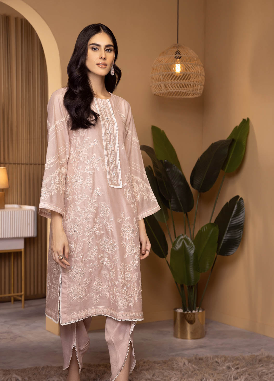 Dhanak Luxury Pret Khaadi Net 2 Piece Suit DA-2121 PEACH