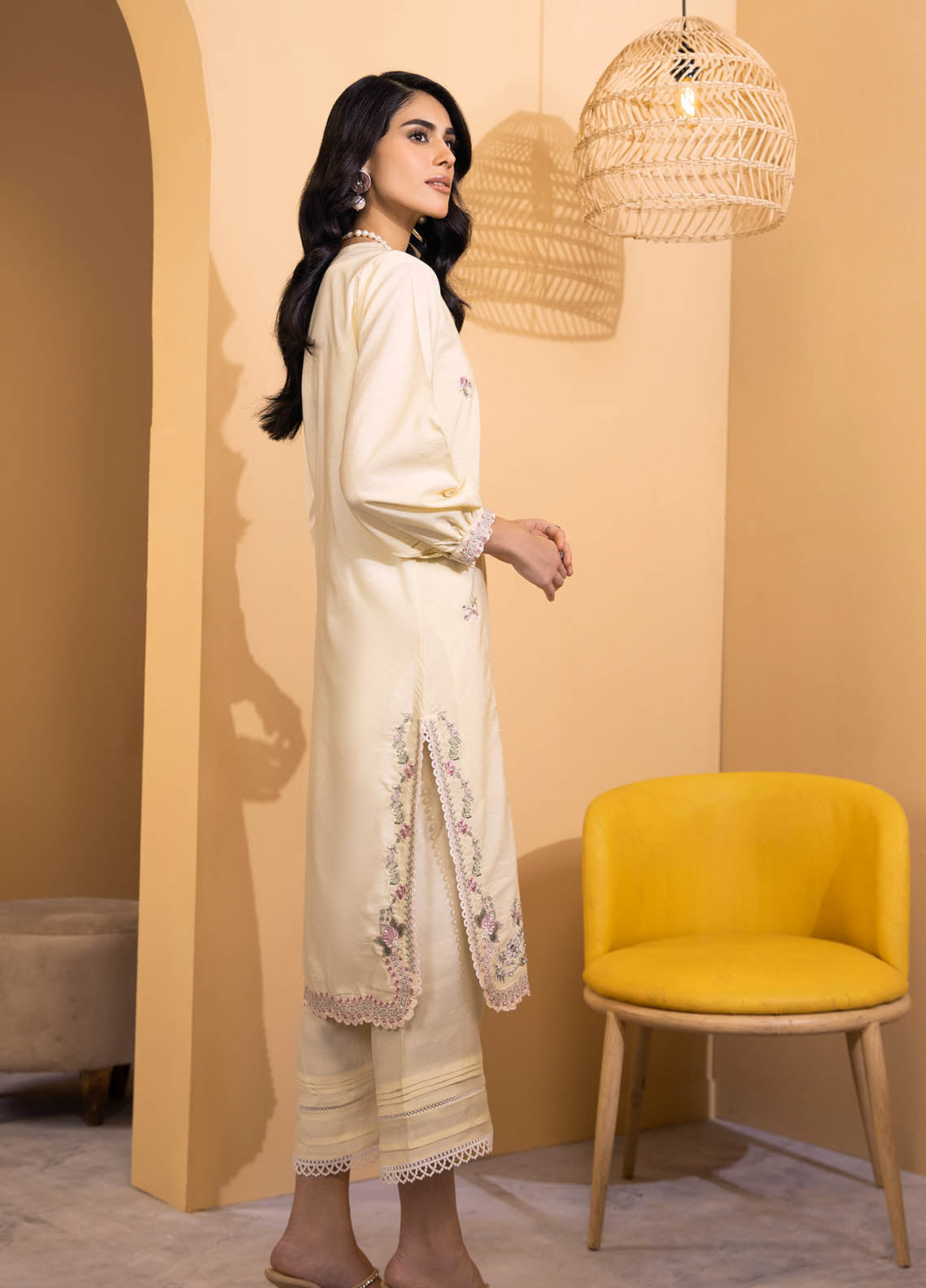 Dhanak Luxury Pret Cotton Silk 2 Piece Suit DA-2123 LEMON