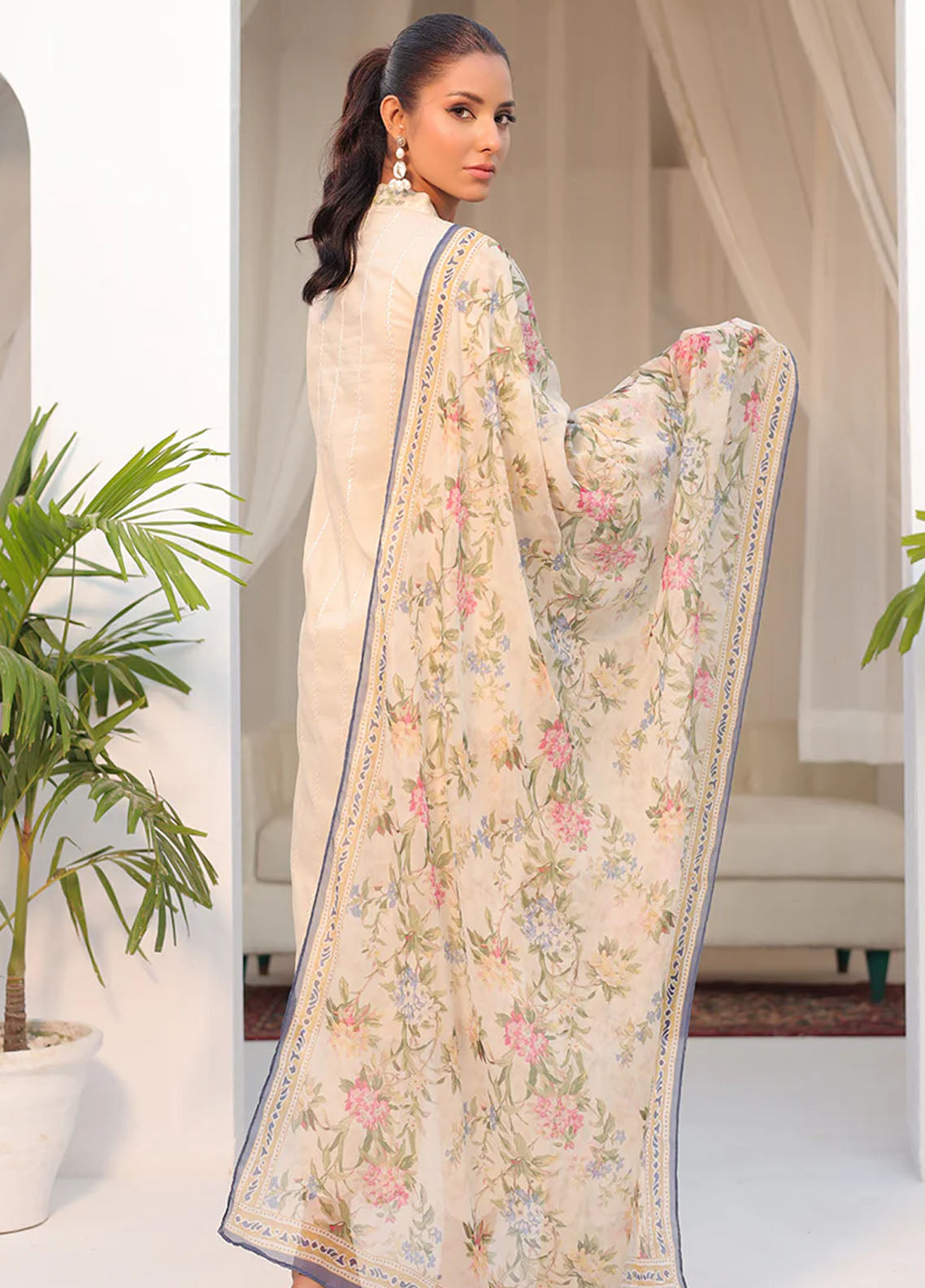 Dhanak Casual Pret Embroidered Lawn 2 Piece Dress DC-2149 OFF WHITE