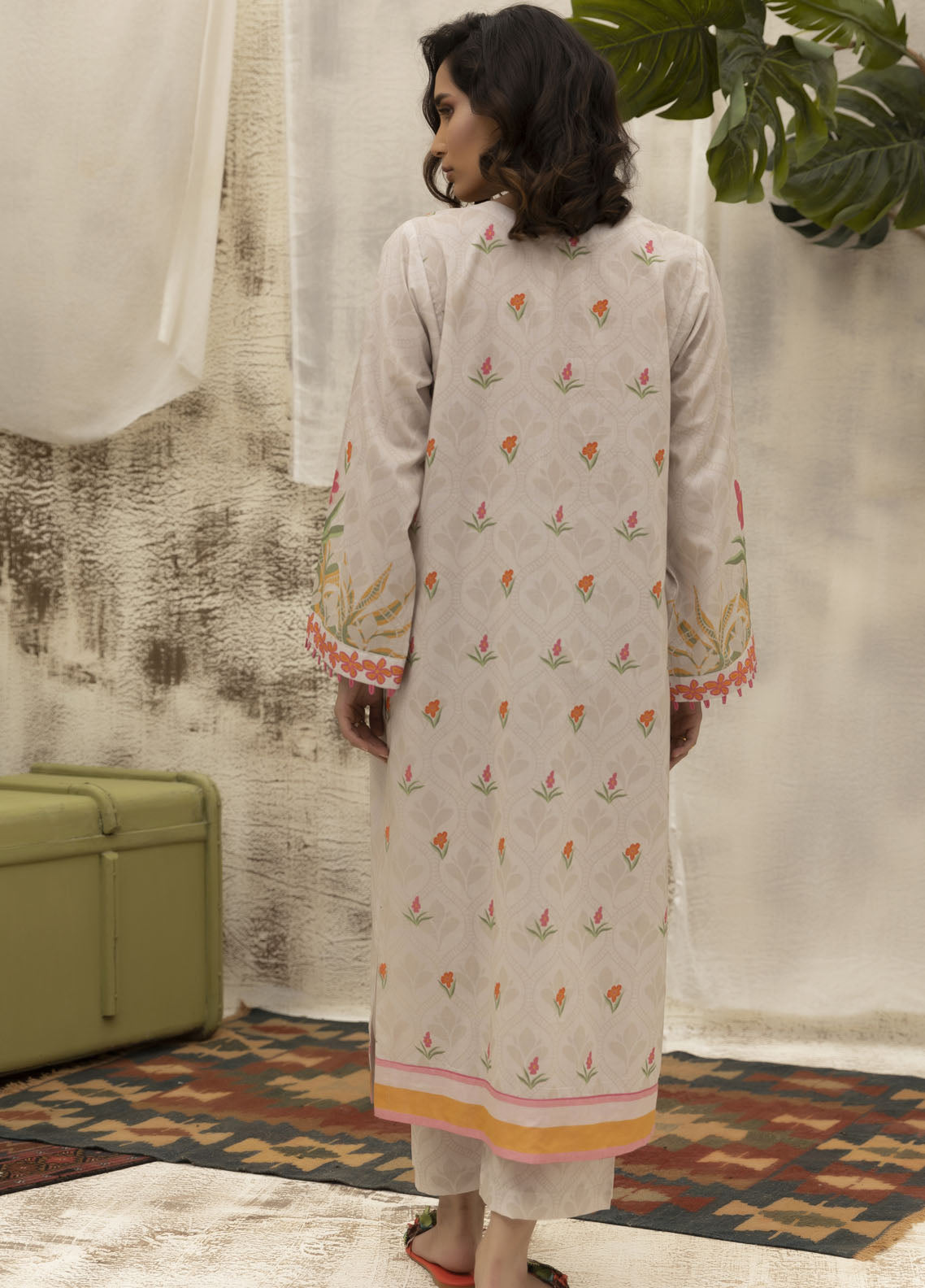 Dhanak Casual Pret Printed Lawn 2 Piece Suit DC-2133 BEIGE