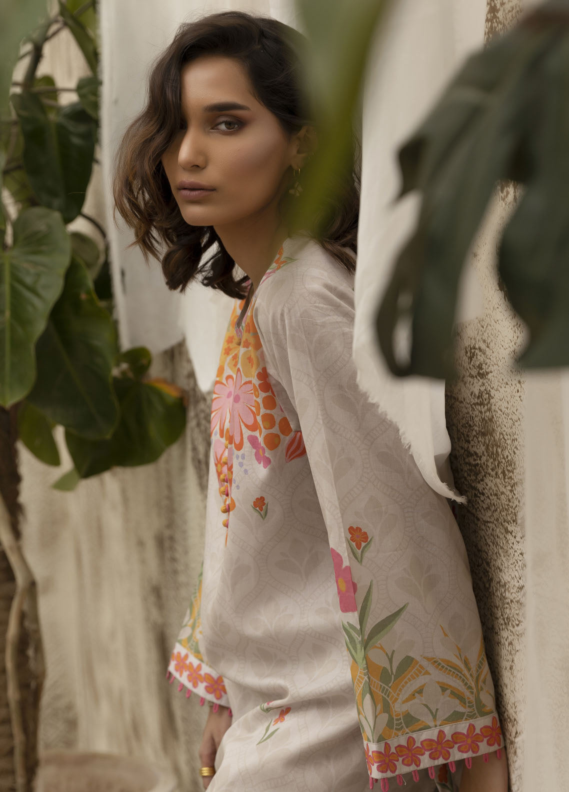 Dhanak Casual Pret Printed Lawn 2 Piece Suit DC-2133 BEIGE