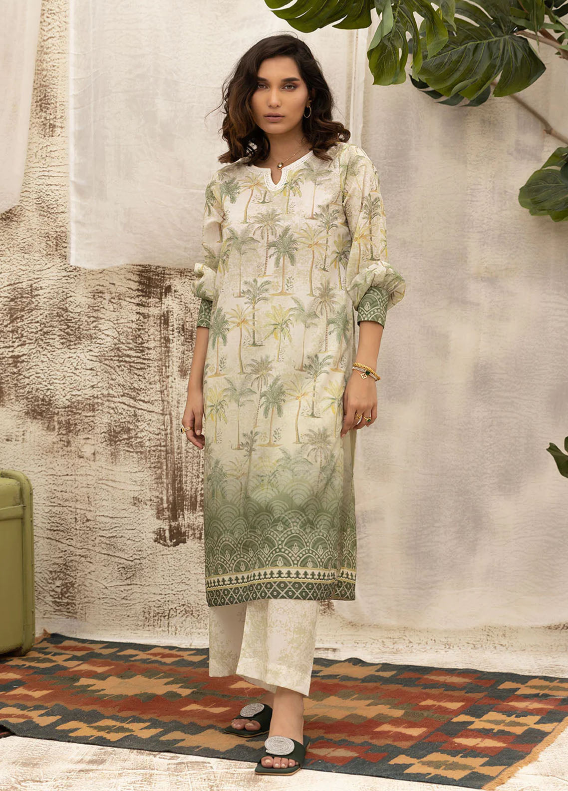 Dhanak Casual Pret Printed Lawn 2 Piece Suit DC-2134 GREEN