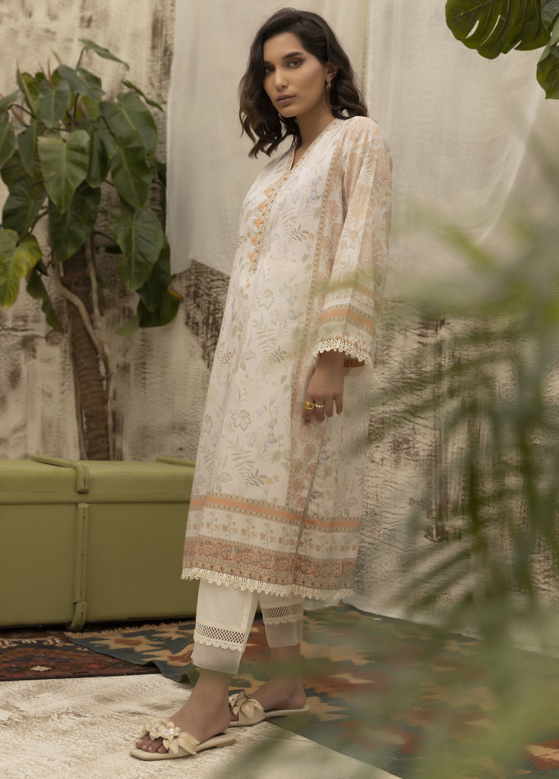 Dhanak Casual Pret Printed Lawn Shirt DC-0479 BEIGE