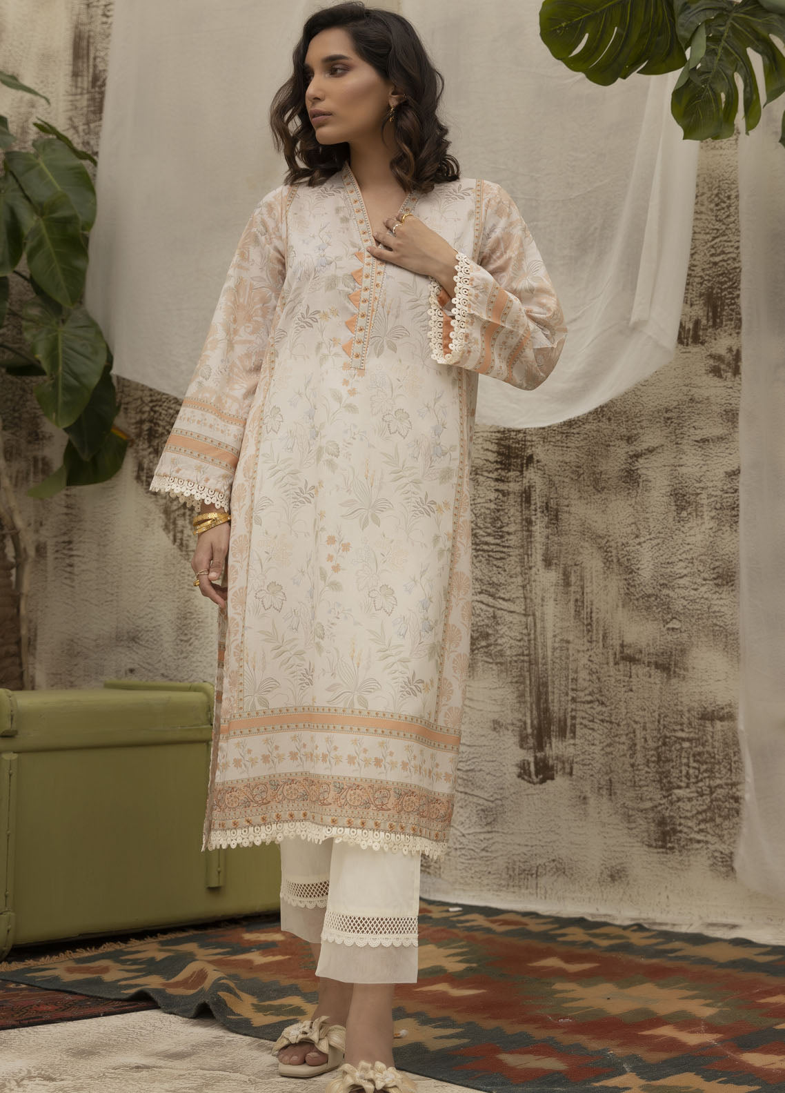 Dhanak Casual Pret Printed Lawn Shirt DC-0479 BEIGE