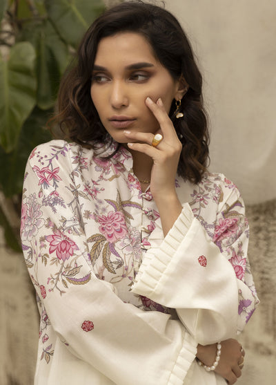 Dhanak Casual Pret Printed Lawn Shirt DC-0480 OFFWHITE