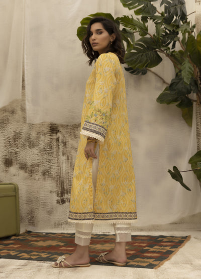 Dhanak Casual Pret Embroidered Lawn Shirt DC-0475 YELLOW