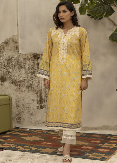 Dhanak Casual Pret Embroidered Lawn Shirt DC-0475 YELLOW