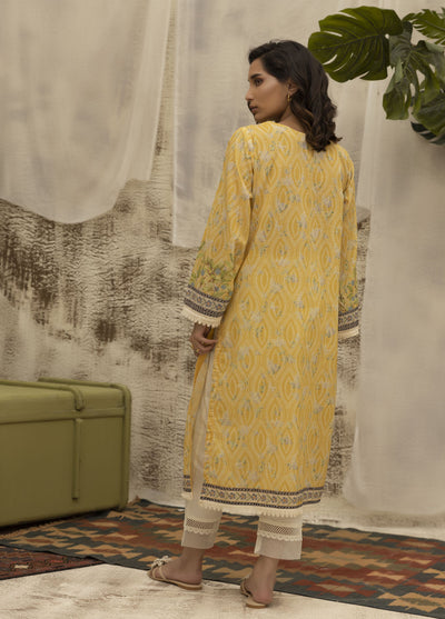 Dhanak Casual Pret Embroidered Lawn Shirt DC-0475 YELLOW