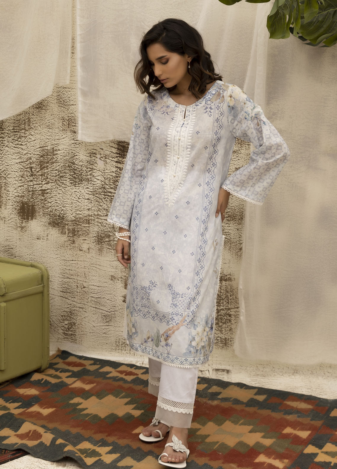 Dhanak Casual Pret Embroidered Lawn Shirt DC-0482 L-GREY