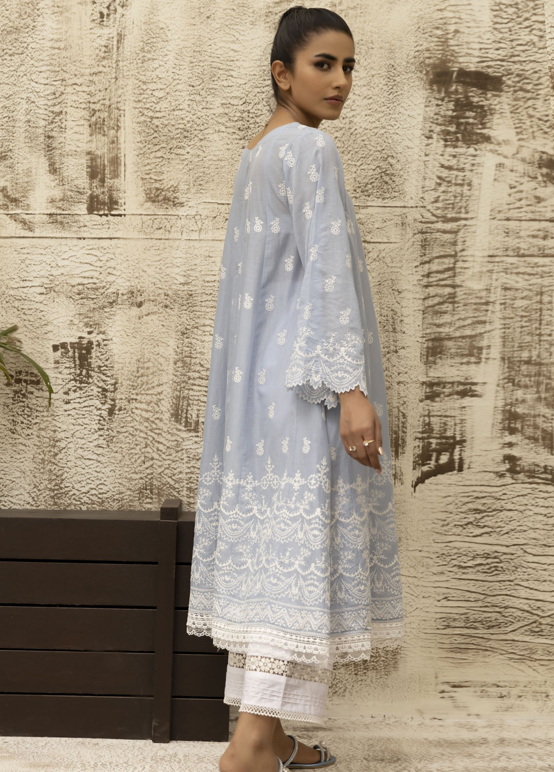 Dhanak Casual Pret Embroidered Lawn Shirt DC-0468 SKY BLUE