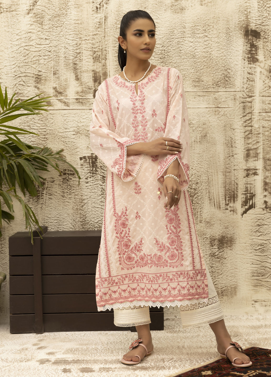 Dhanak Casual Pret Embroidered Lawn Shirt DC-0466 PINK