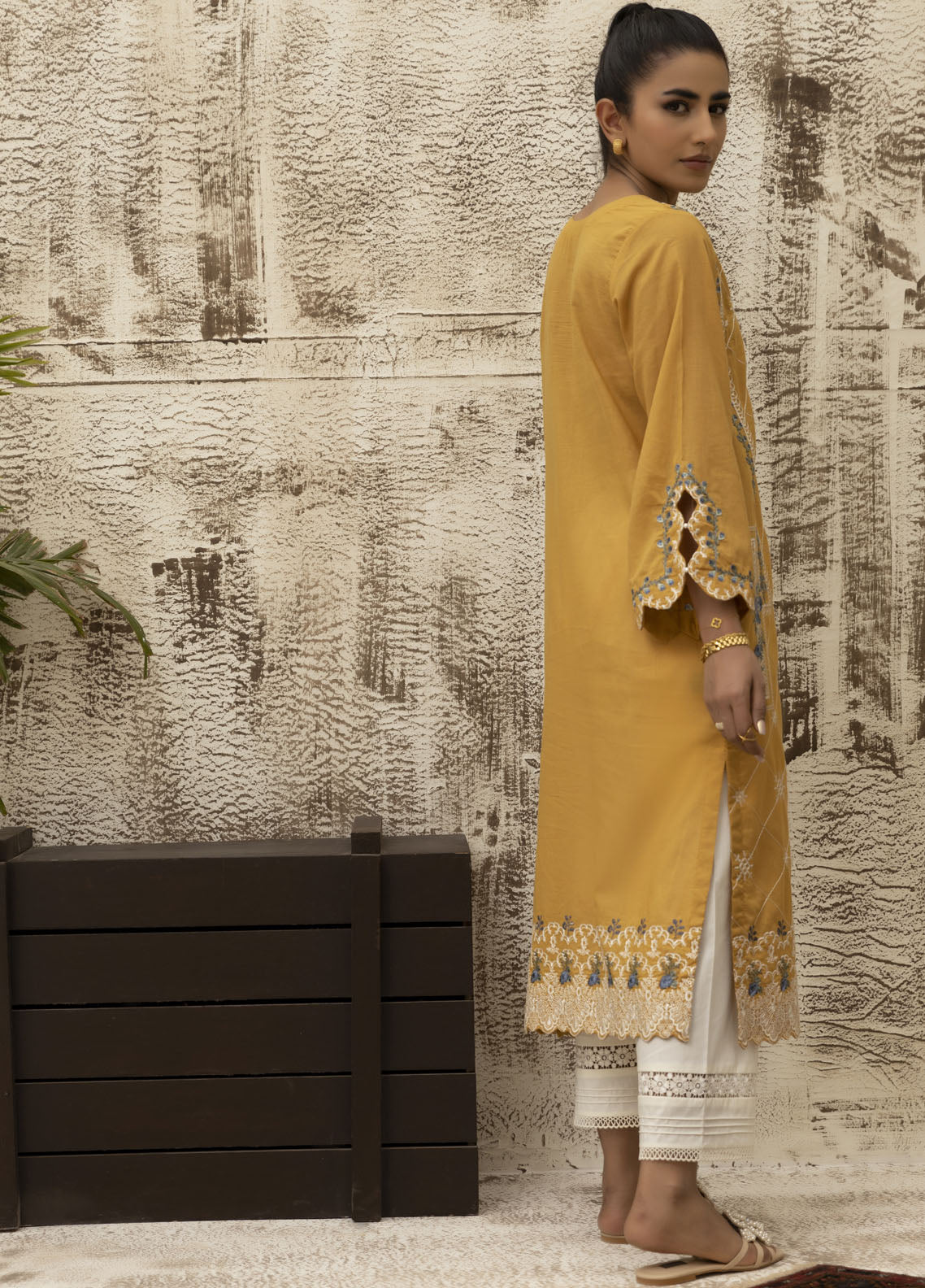 Dhanak Casual Pret Embroidered Lawn Shirt DC-0470 MUSTARD