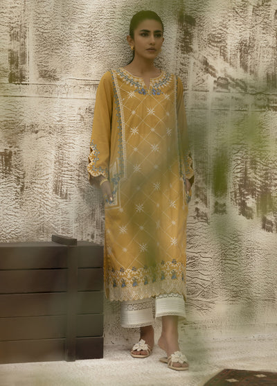 Dhanak Casual Pret Embroidered Lawn Shirt DC-0470 MUSTARD