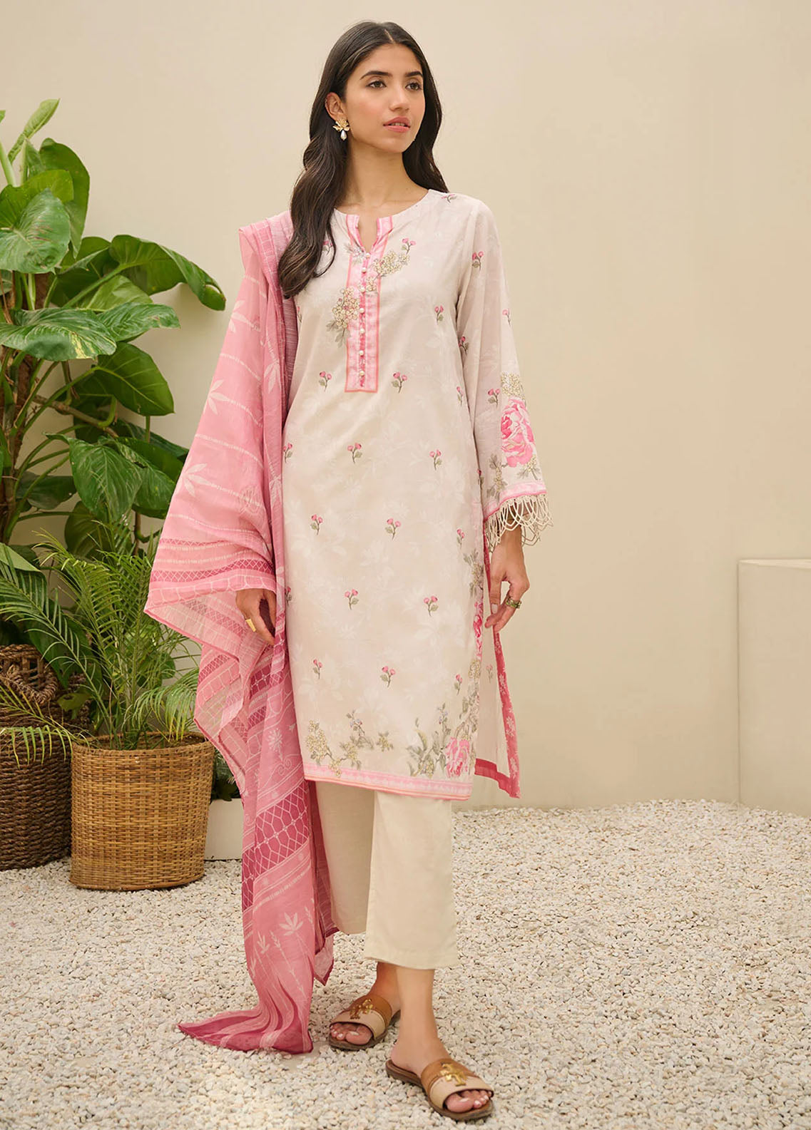 Dhanak Summer Basics Unstitched Collection 2023 DU-3144 ASH-GREY