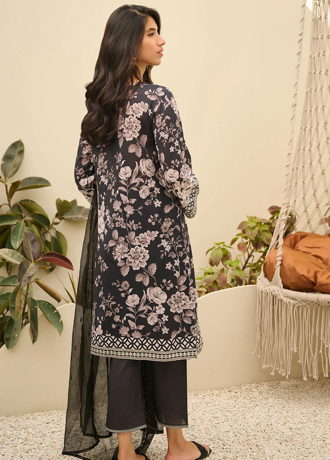 Dhanak Summer Basics Unstitched Collection 2023 DU-3147 BLACK