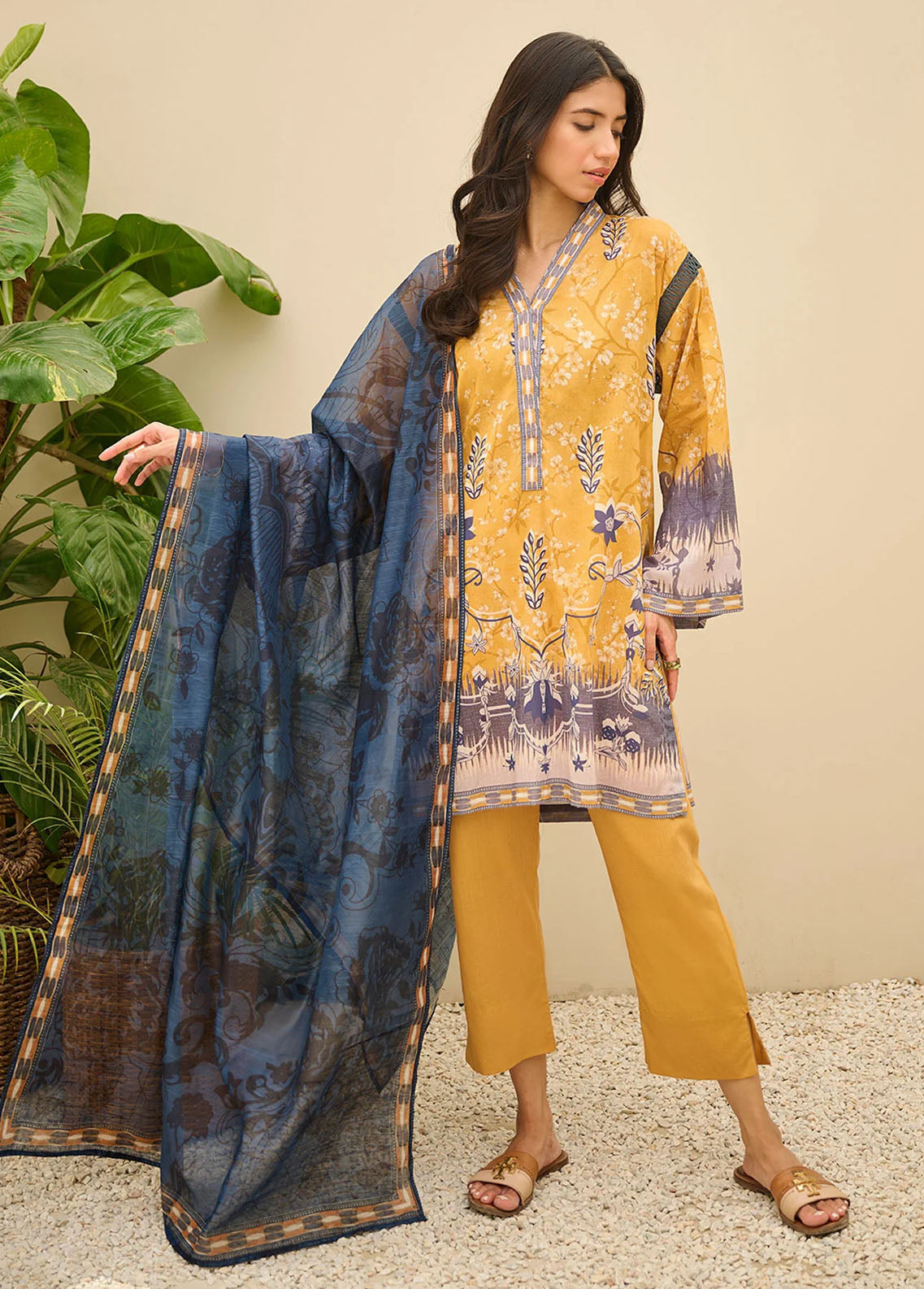 Dhanak Summer Basics Unstitched Collection 2023 DU-3148 MUSTARD