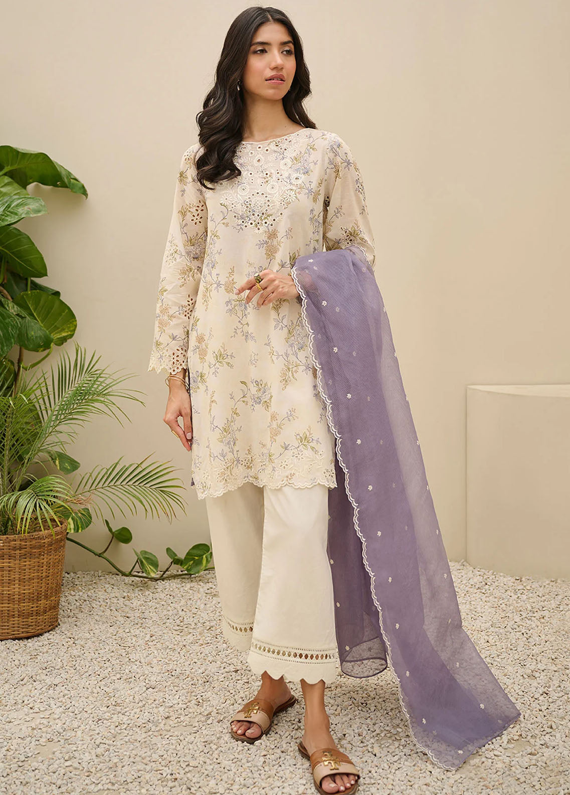 Dhanak Summer Basics Unstitched Collection 2023 DU-3150 WHITE