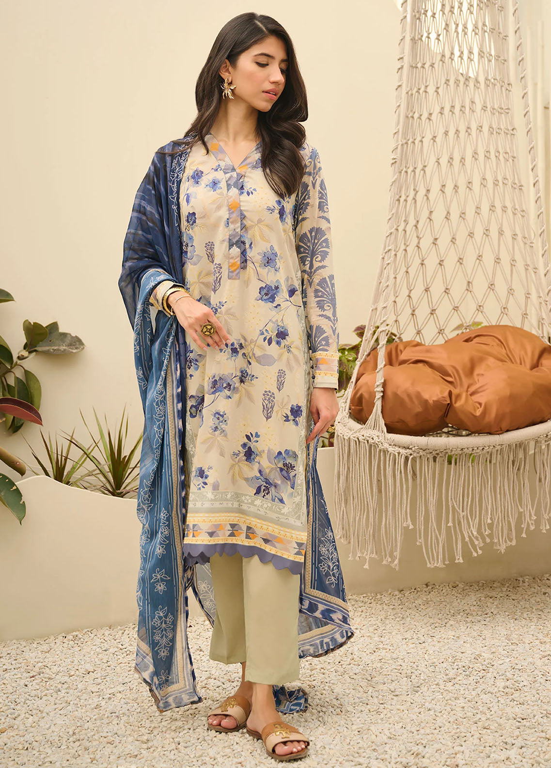 Dhanak Summer Basics Unstitched Collection 2023 DU-3151 BEIGE